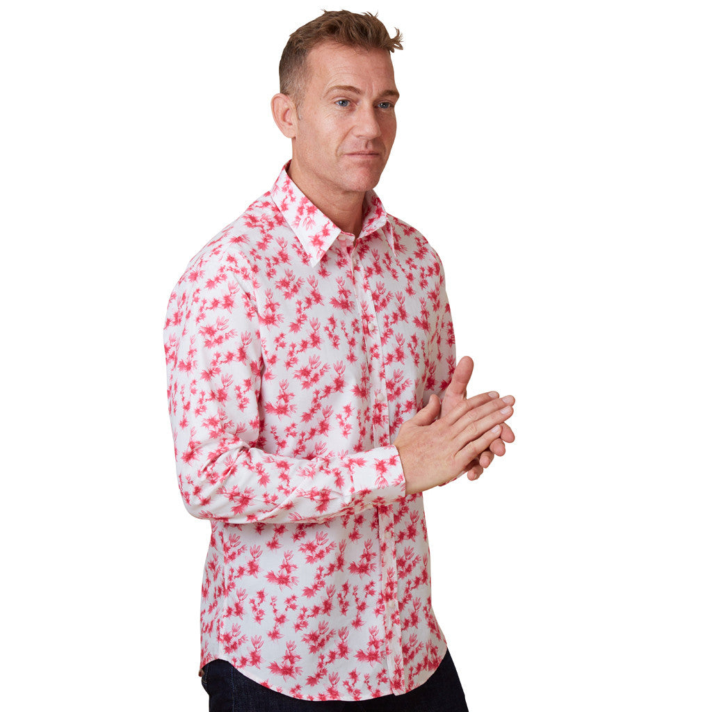 floral shirt with pink lilies for men