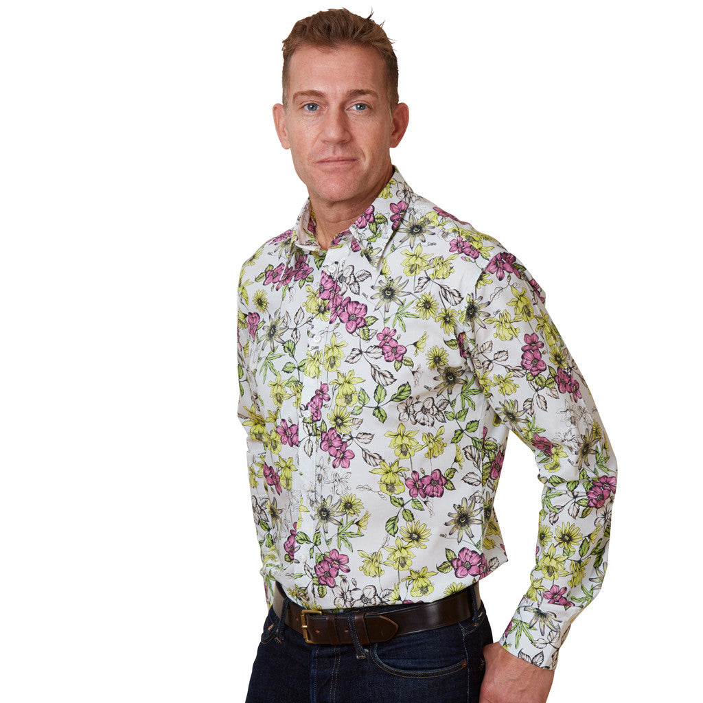 floral shirt with passion flower print