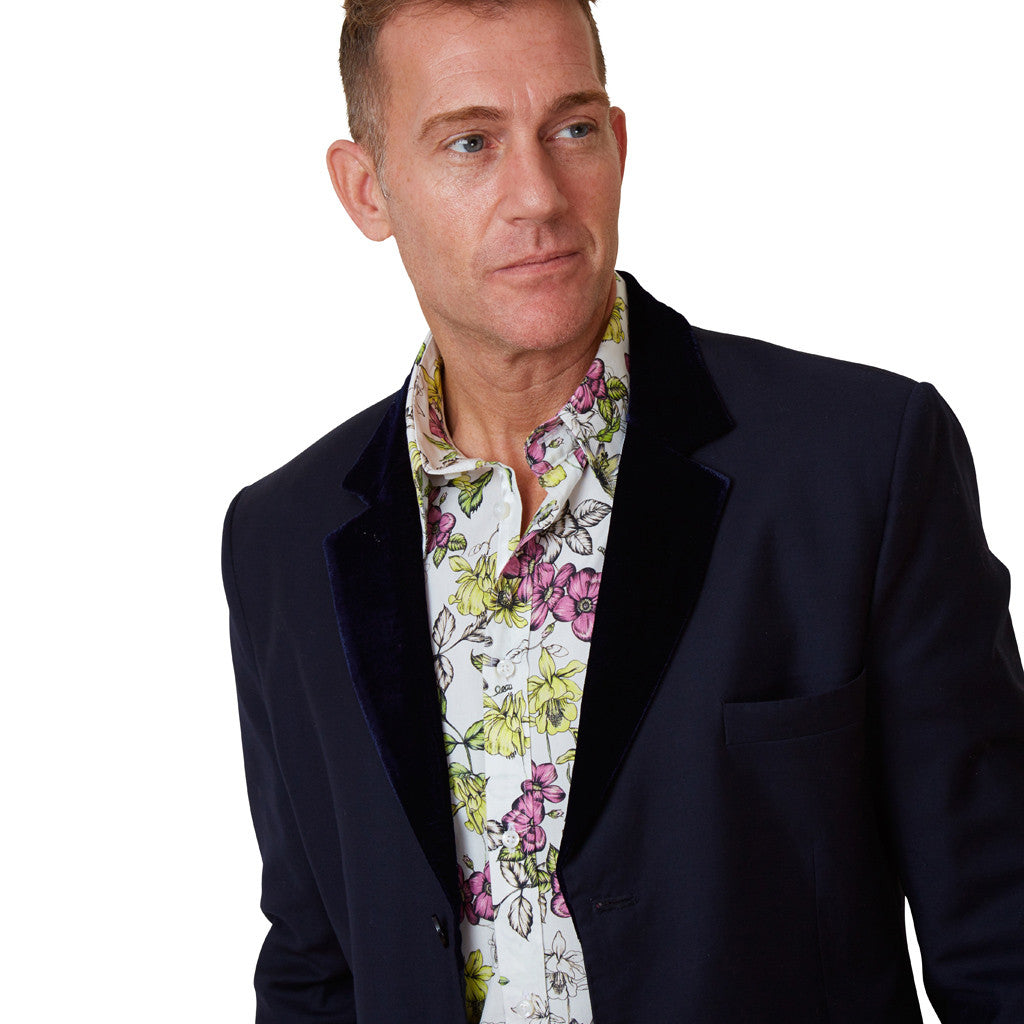 floral shirt with passion flower print with jacket