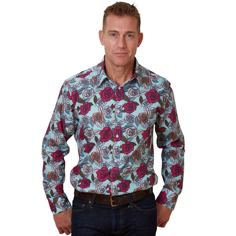 blue floral shirt for men