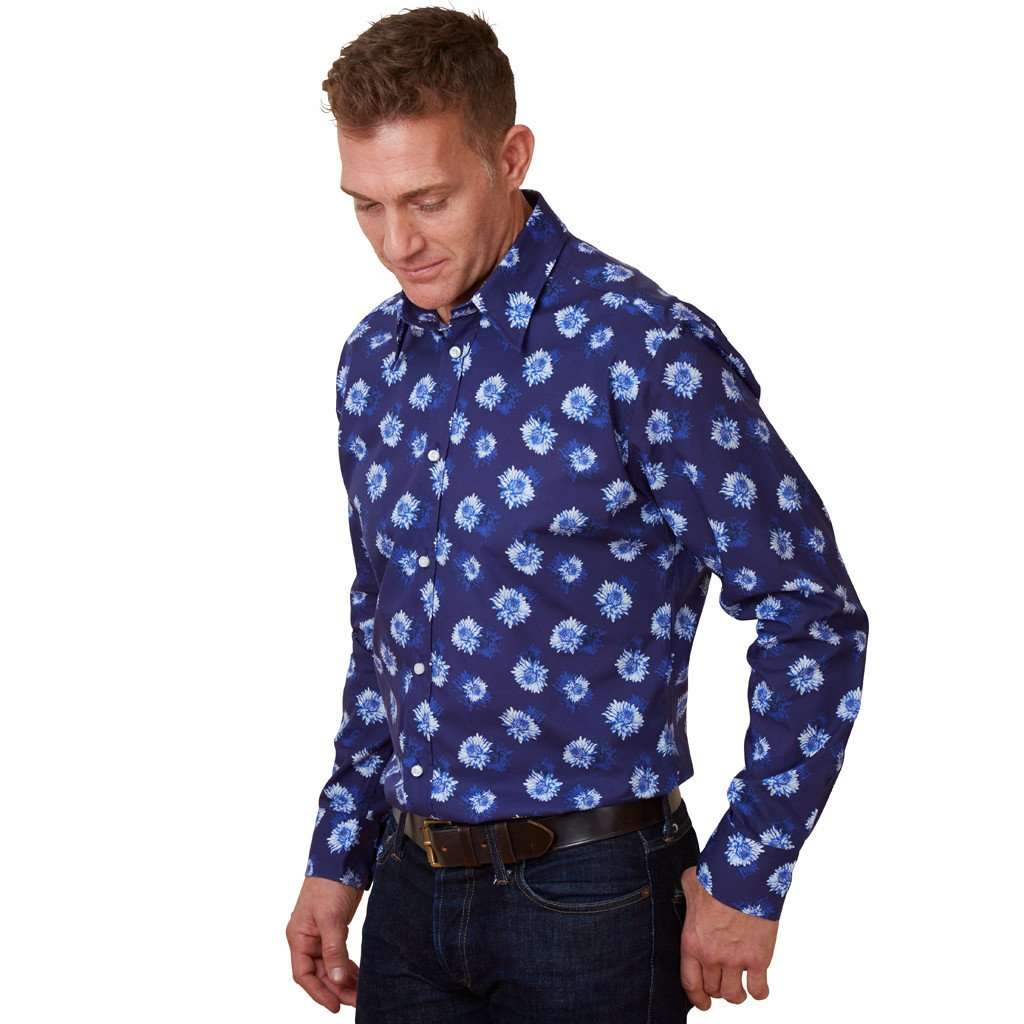 Navy aster floral shirt
