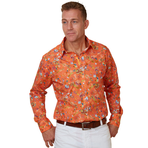 orange floral shirt for men