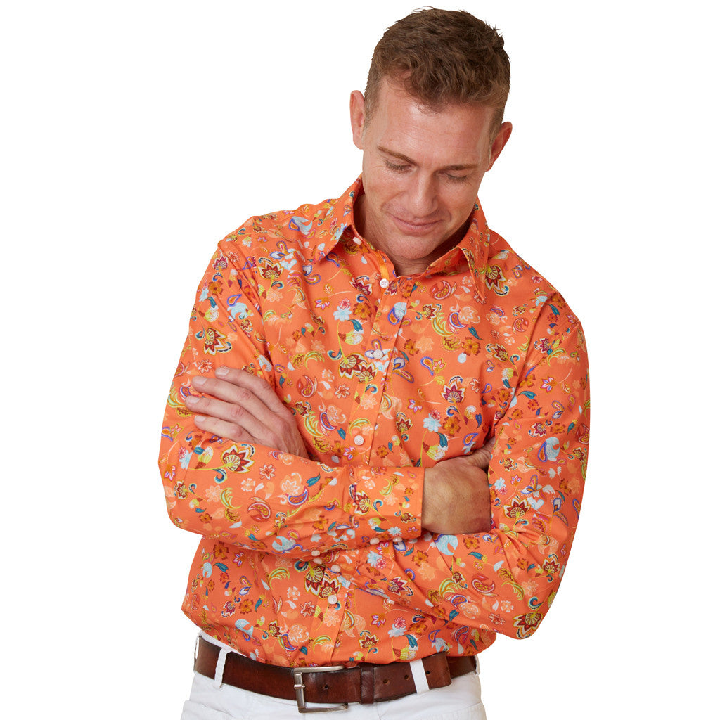 mens orange floral shirt