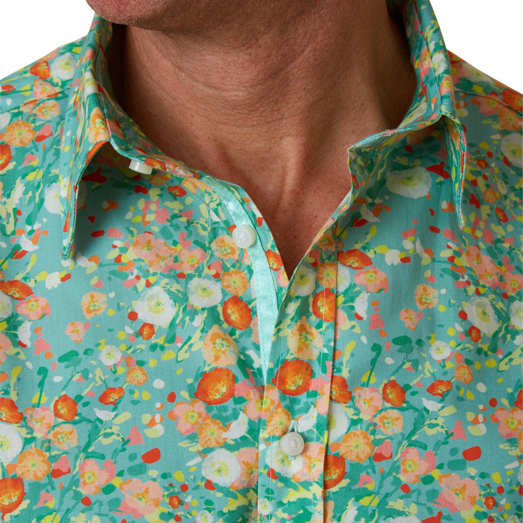 floral shirt with poppies collar