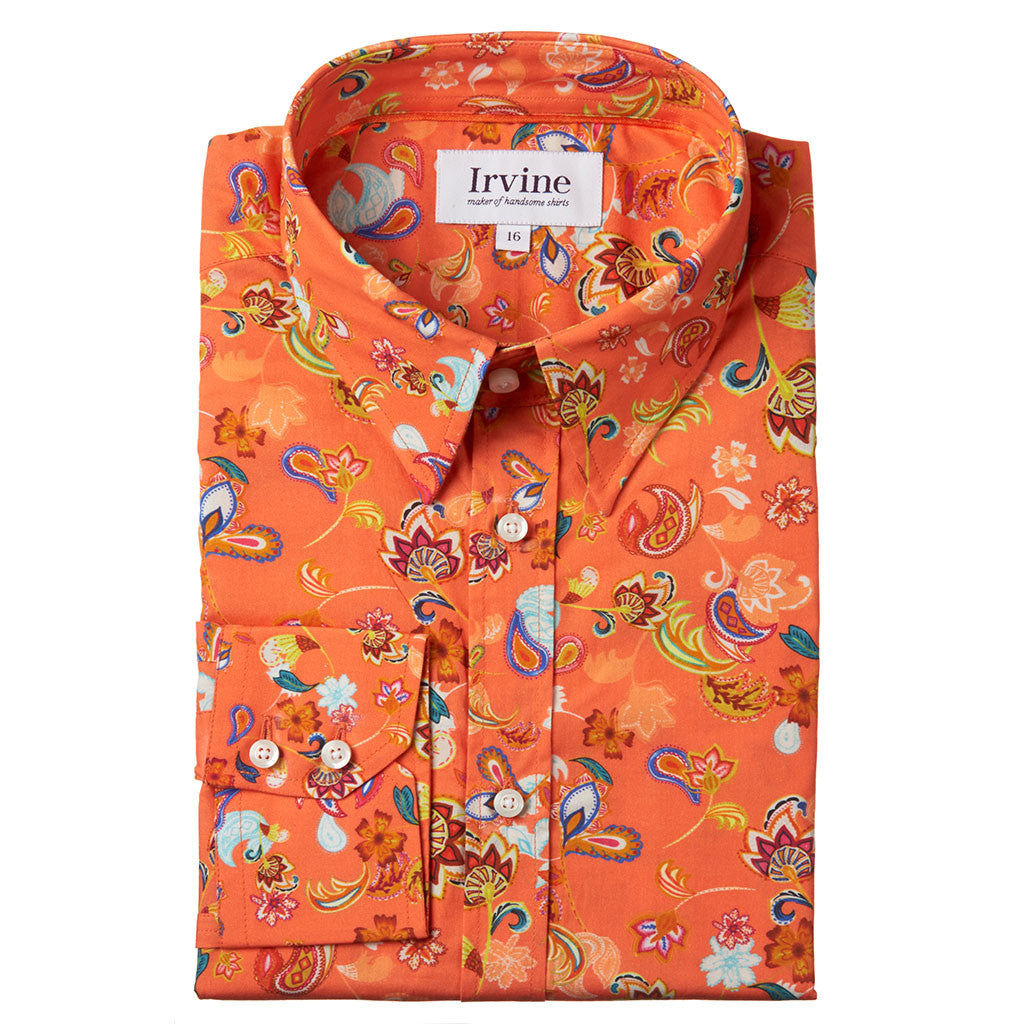 Folded orange floral shirt