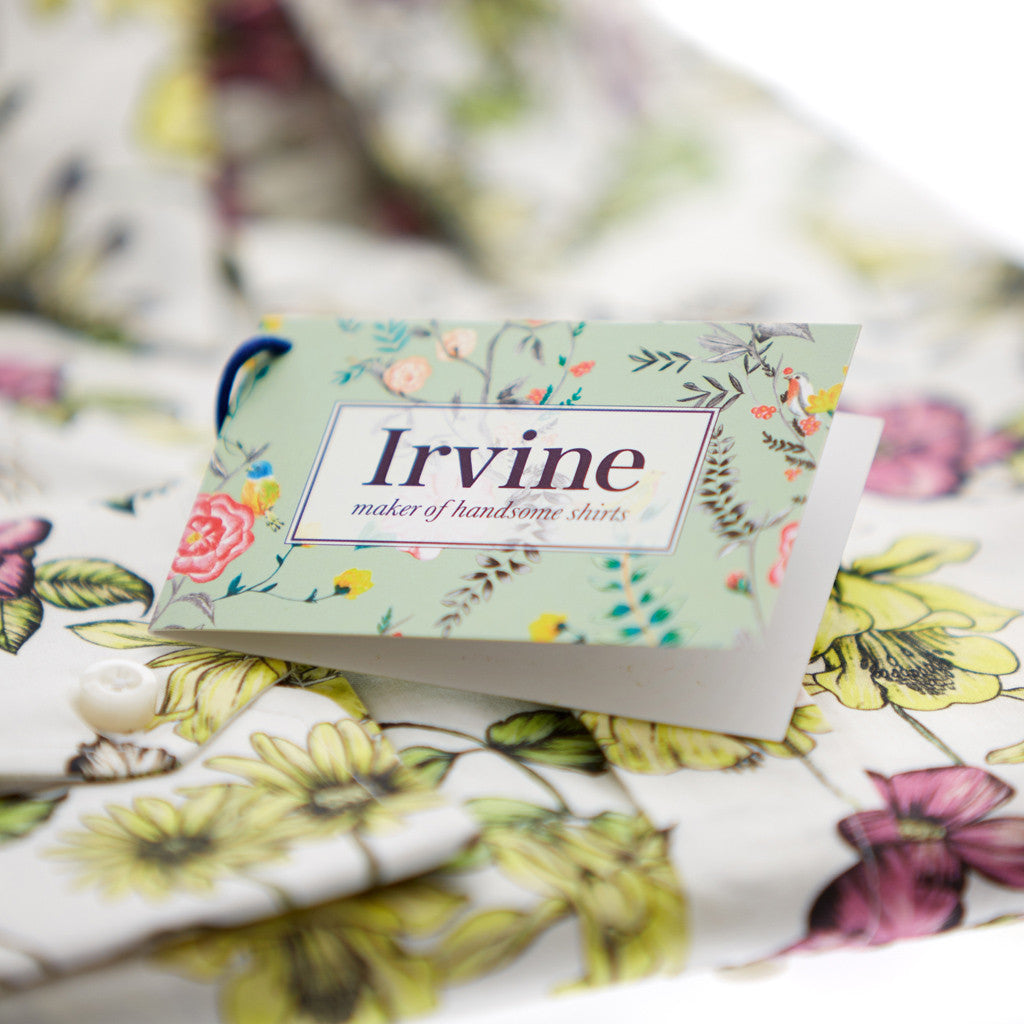 floral shirt with passion flower print label
