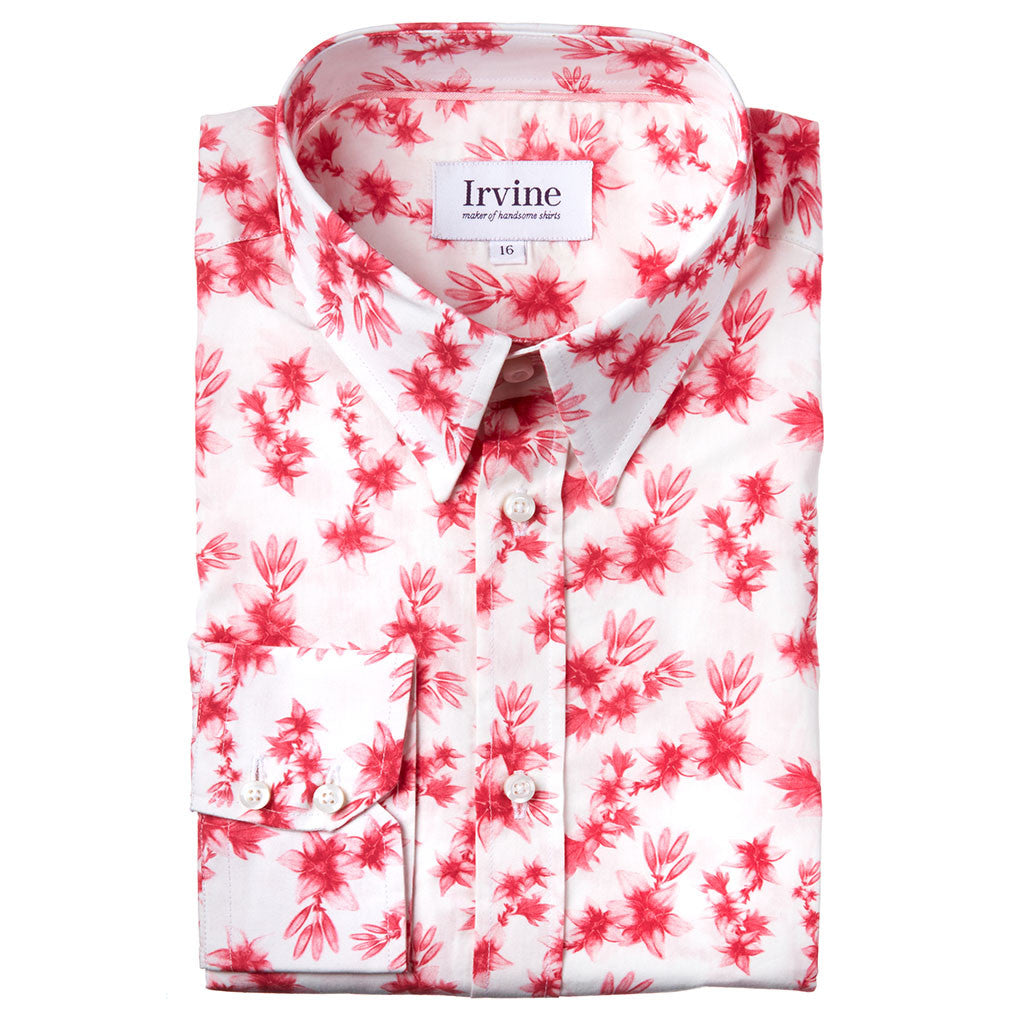 floral shirt with pink lilies folded